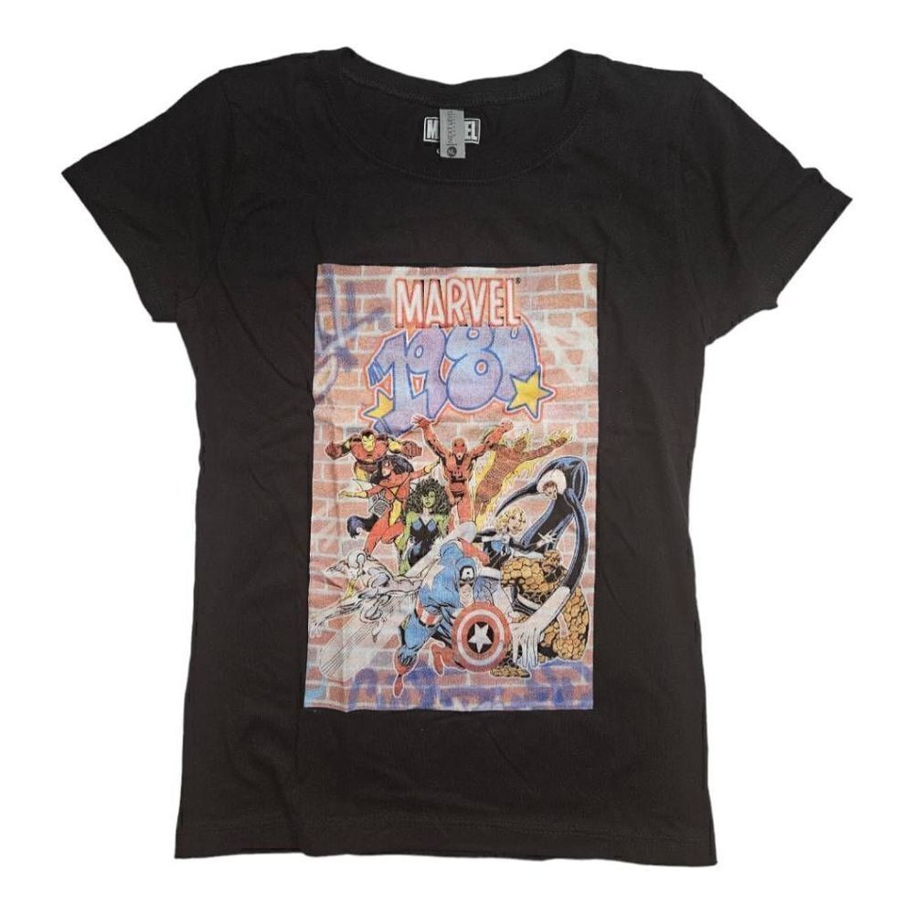 Next Level Apparel Marvel 1980 Tee Black Large 10/12 (Girls)
